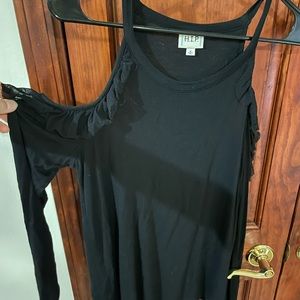 Open shoulder black blouse